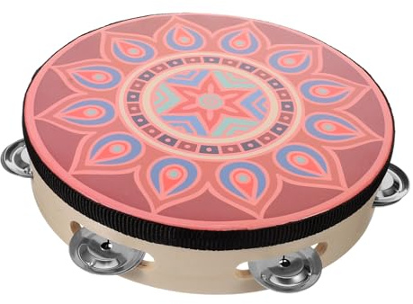 8 Zoll Handtamburin aus Edelstahl und Holz, Rundes Rhythmusinstrument | Einreihige Ausführung, für Tanzaufführungen und Teamarbeit, Leicht mit Angenehmem Griff