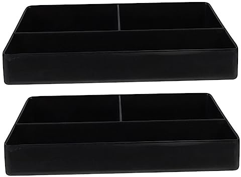 VINTORKY Tea Bag Organizer Box and Coffee Sugar Holder, Black Plastic 3-Compartment Tea Storage Container, Suitable for Restaurant, Hotel and Household Coffee Station, 2 Pieces