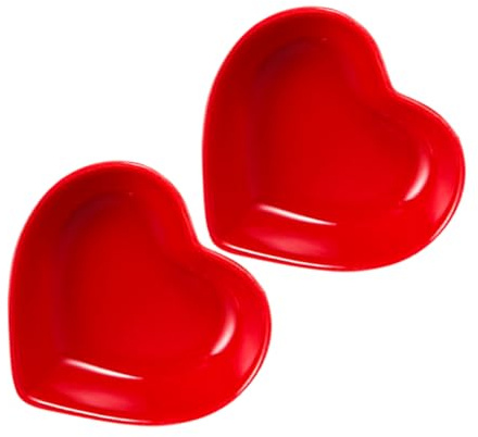 Luxshiny 2pcs Heart Shaped Ceramic Sauce Dishes for Dipping Small Seasoning Plates As Oil Dipping Bowls for Sushi Serving and Party