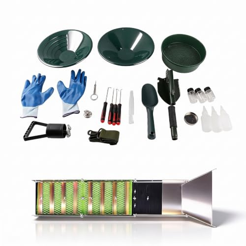Bewinner Kit de Boîte à écluse Pliant de 50in / 127 Cm, D'équipement de Prospection d'or en Alliage en Aluminium en Aluminium Léger pour la Rivière, Le Ruisseau, Le Dragage avec Un Sac à