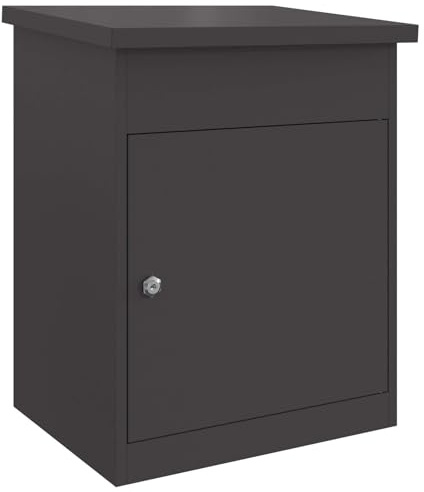 vidaXL Caja de Entrega de Paquetes Negro 47.5 x 38 x 59 cm Acero, Caja de Paquetes Segura, Materiales Impermeables, Diseño Moderno, Buzón Exterior y Almacenamiento para Paquetes
