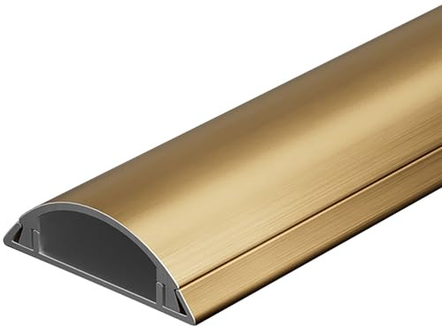 QiaoRong Pasacables Suelo Cubrecables Autoadhesivo Canaleta Cables Curvado Cubre Cables Suelo para Paredes y Suelos en Hogares y Oficinas Evita Que se Tropiecen(Gold,1x2.8cm/0.4x1.1in)