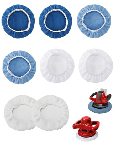Lammull-polerhuvor, 3 stycken, vita (set med 8)