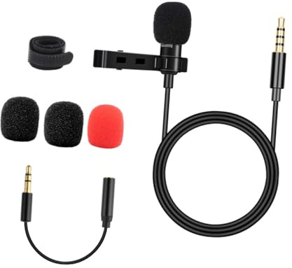 Mikinona Micrófono Lavalier Omnidireccional para Móvil y PC con Cable de y Portátil para Grabación Entrevistas y Transmisiones