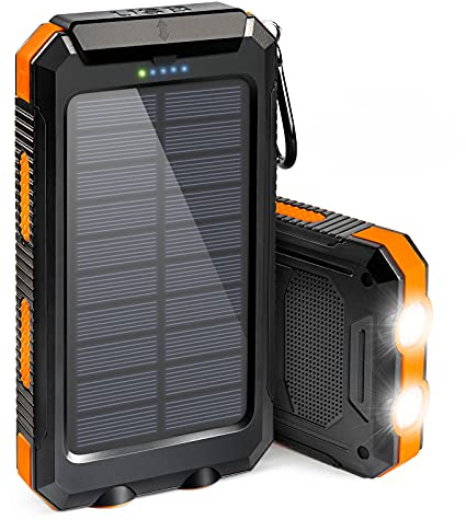 Chargeur solaire, 38 800 mAh portable de type C pour tous les téléphones portables, batterie étanche, chargeur d'alimentation externe de secours extérieur, trois sorties/lampes de poche LED, parfait