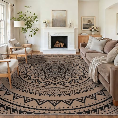 Homcomodar Outdoor Teppich Wetterfest 200x300cm Jute Teppich für Wohnzimmer Waschbarer Braun Sisal Teppich Balkon Küche Terrasse Garten Jute Aussehen