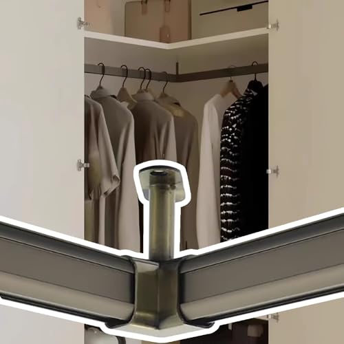 Sistema di supporto angolare per armadio, con barra appendiabiti e supporti per organizzare vestiti e cappotti, design salvaspazio per soluzioni di archiviazione ottimali