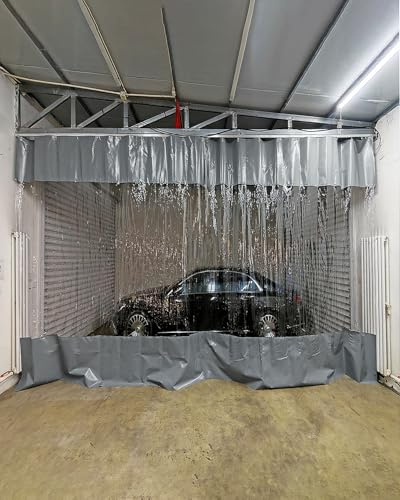 Outdoor Vorhang Wetterfest Transparent Trennvorhang für Autowaschanlagen/Werkstätten mit Schiene, Transparente Vinyl-Trennwand, für Terrasse, Pergola Und Gewächshaus(W1xH1.5m/3.2x5ft)
