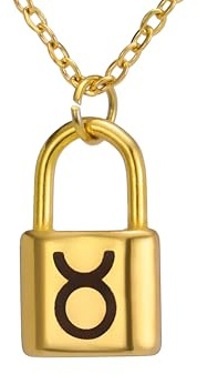 LXGGUC and Men, Constellation Necklaces, Zodiac Collar with Padlock for Women, First Necklace, Lock Chain,