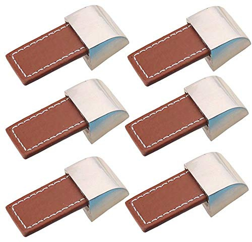 FBSHOP(TM) 6pcs Möbel Hardware zieht Schrank Schublade Griff Tür Schrank Griffe Kleiderschrank Knöpfe Küche Metall und Leder Türknauf MöbelKnopf