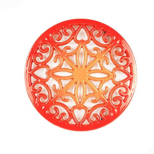 Sungmor Salvamanteles redondos de hierro fundido esmaltado, resistente al óxido, soportes de metal brillante para sartenes calientes o tetera, decoración de mesa de comedor o cocina