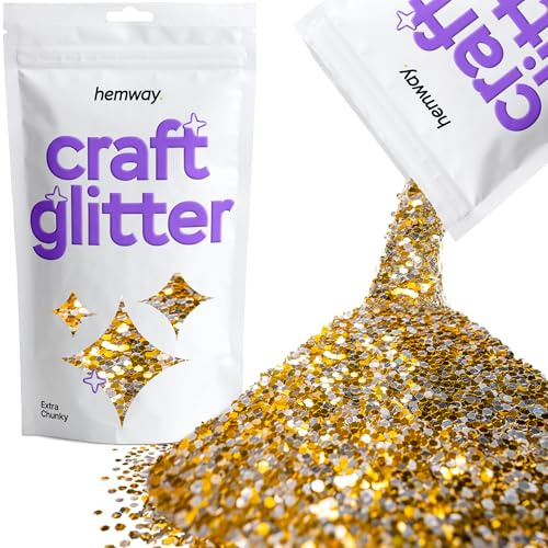 Hemway Craft Glitter 100g 3,5 Unzen Extra-Chunky 1/24 0,040 1 mm (Gold, Silber)