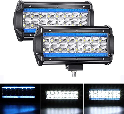 YUGUANG 7 Coppia Proiettore a LED Bianco Puro 6000K+8000K 240W 24000LM 9-30V Faro da Lavoro Riflettore Alluvione Fendinebbia Camion Trattore SUV