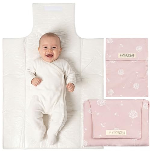 Mimuselina Set Fasciatoio Portatile Neonato e Porta Pannolini | Fasciatoio Impermeabile Pieghevole in 100% Cotone OEKO-TEX | Accessori Neonato per Passeggiate o Viaggi | Fatto a Mano in Spagna