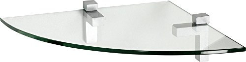 ib style® Glasregal | Eckregal | Viertelkreis |inkl. Befestigungsclip QUADRO Silbermatt| 3 Dekore | 10mm - 25x 25 cm - Satiniert