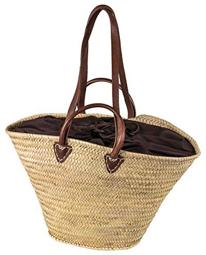 LaFiore24 Einkaufskorb Schulter Tasche Palmblatt Shopper Damen Henkeltasche Natur Natur-Stoff Braun