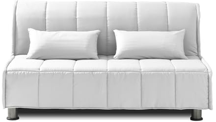 EVERGREENWEB Schlafsofa 160 cm Breit mit Matratze 160x190, Umwandelbar, 2 Sitzer Couch mit Schlaffunktion, Faltbares Bett mit Abnehmbarem und Waschbarem Creme Bezug, Paar Superweiche Kissen | Evening