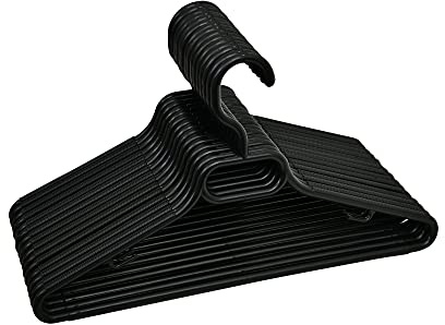 FenixDepot Children Plastic Hangers Set of 15, Suitable for Kids Clothes Non-Slip, Space Saving - Set of 15 (Black)