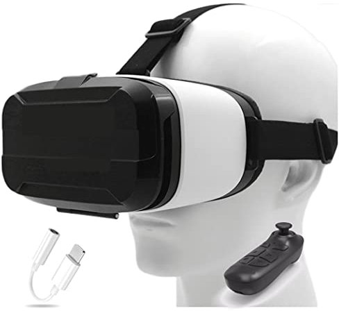JYMYGS Gafas de Realidad Virtual, 3D VR Gafas con Controlador Bluetooth para Juegos Visión Panorámico VR Glasses para iPhone 13 Pro Max/13 Pro/13/12/11, para Samsung Galaxy S21, Huawei, Xiaomi