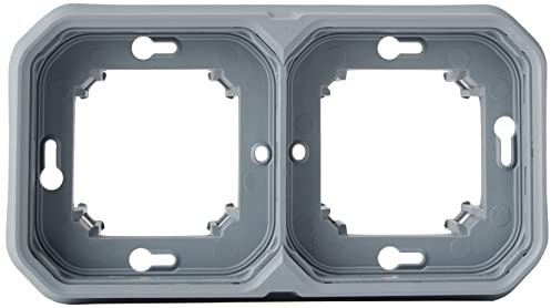 Legrand - Support plaque étanche 2 postes Plexo pour montage horizontal ou vertical en encastré des fonctions composables - gris