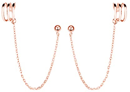 SLUYNZ 925 Sterling Silber Manschette Ohrringe Kette für Damen Mädchen Hängend Ohrringe Clip