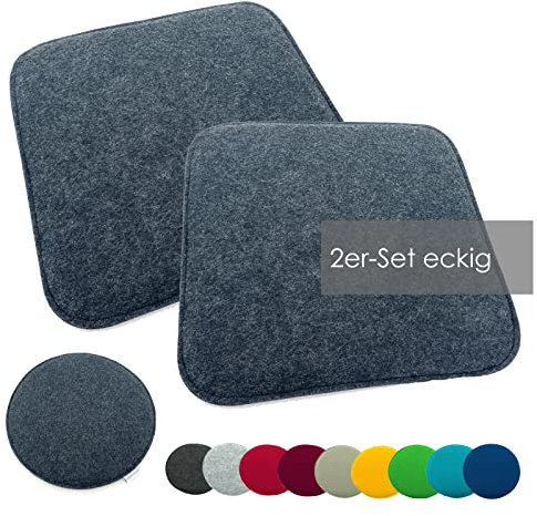 heimtexland ® 2er Pack Sitzkissen Filz Stuhlkissen Bodenkissen Polster Stuhlauflage Indoor Outdoor Kissen eckig Typ631 Filzkissen anthrazit meliert 35x35 cm 2 Stück
