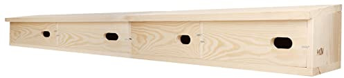 Vierfacher Klassicher Modul-Mauerseglerkasten Zur Aufputzmontage MKW 2 + 2 - Stabiler nisthaus für Wildvögel und Gartenvögel - aus Nadelholz - Wetterfest und langlebig für draußen mit Einflugloch