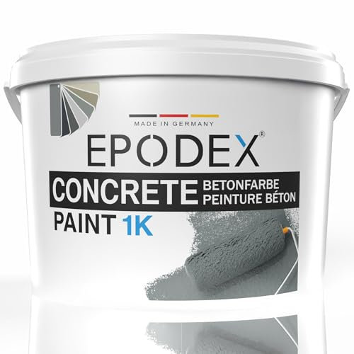 EPODEX Vernice per calcestruzzo 1K | Per Esterni su Cemento, Pareti e Pavimenti | Alta Copertura, Resistente a UV e Abrasione | Per Interni ed Esterni Senza Acqua Permanente | 1,1kg (7m² per 2 mani)