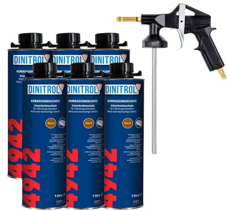 Veteranicar Vaupel Unterbodenschutzpistole HGS 2000 & Dinitrol 4942 Unterbodenschutz braun (6X 1 Liter)