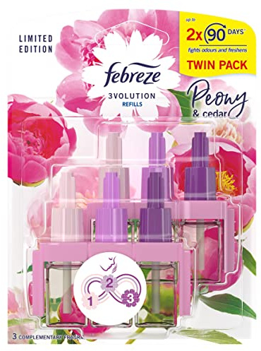 Febreze 3Volution luftfräschare plug-in påfyllning pion och ceder dubbelpack 2 x 20 ml