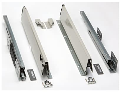 Cajón de cocina AZERODESIGN altura 84mm guías de freno de extracción total, rieles de hasta 50 kg de peso, color en gris laterales regulables, para cocinas,cajoneras, armarios (450MM)