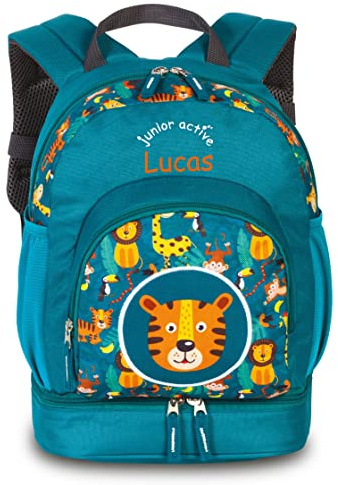 minimutz Personalisierter Kinderrucksack Jungen Mädchen | Personalisiert mit eigenem Namen | Freizeitrucksack Wanderrucksack Kinder | Junior Active