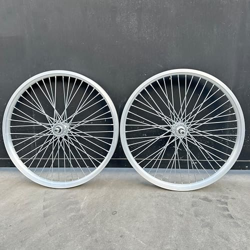 26 inch x 1.85 Heavy Duty Bike Rim Wheel Set, 12 Gauge 48 Spokes Wheelset, Double Wall Aluminum Alloy 26 Bicycle Wheels Rims (Front & Rear) (Silver) Disc Brake