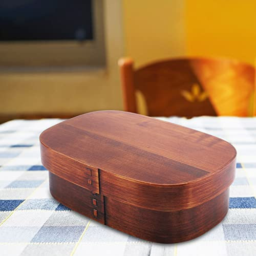 Bento Box, scatola bento in legno, stile vintage, per la scuola a casa (18 x 12 x 5,5 cm/3)