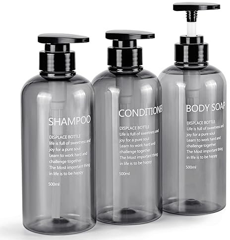 Czemo 3 pezzi Dispenser Shampoo e Bagnoschiuma 500ML Flacone Dosatore per Sapone Liquido, Dispenser Flaconi Pompa in Plastica Ricaricabili Dispenser Doccia