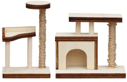 ibasenice 2stücke Miniatur Katzenkratzbaum Möbel Dekoratives Haus Zubehör Katzenmöbel Für Kreative Spiel-szenen