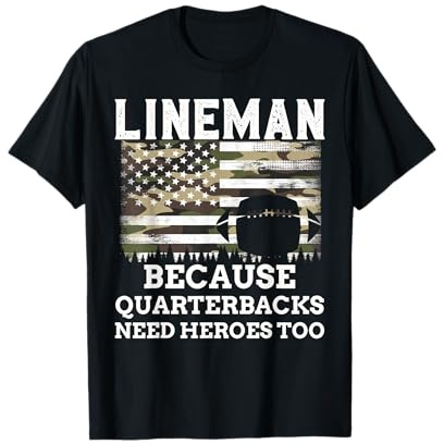 Lineman Football Gift Patriotic American Flag Camouflage T-Shirt