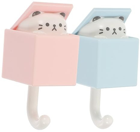 AOKWAWALIY Lot de 2 crochets muraux amusants à fixer au mur pour les vêtements des enfants, crochets muraux autocollants pour porte de salle de bain, crochets mignons pour animaux domestiques,