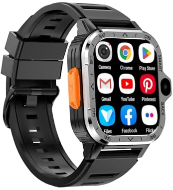 Rainbuvvy Reloj inteligente 4G LTE SP9832E 2.05 IPS grande 4GB+64GB 8.0MP cámara dual Android 8.1 USB WiFi GPS fitness para hombres
