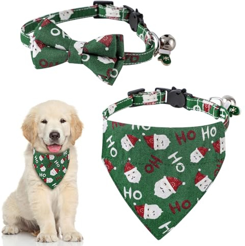 2 Stück Hundehalsband Weihnachten Hundeschleifen Kleine Hunde Katze Halsband Einstellbar Weihnachtshalsband Hund Bandana Kopftücher Für Welpen Kleine Hunde Katzen