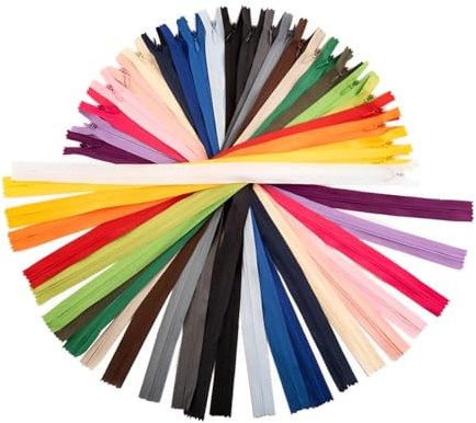 EIROVYA 22 Stück Nahtverckter Reißverschluss, 25cm Unsichtbarer Reißverschluss Set für Nähen und Basteln, 22 Farben Nylon Zipper
