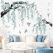 wondever Wandtattoo Baum Ast Blüten Groß Wandaufkleber Hängende Blumen Blau Wandsticker Wanddeko für Wohnzimmer Schlafzimmer Sofa Hintergrund