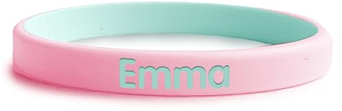 bienpegado Pulsera SOS para niños Bicolor personalizada con un nombre y un número de teléfono de contacto. Perfecto para actividades fuera de casa.