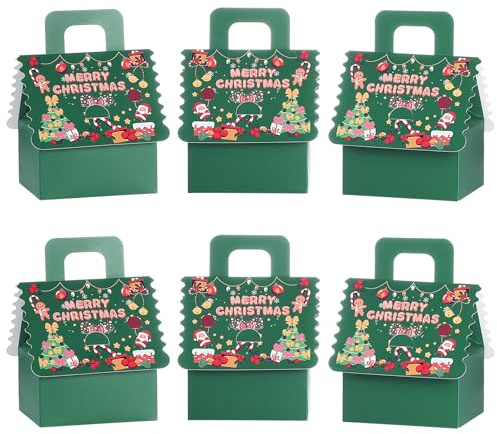 Coptiner 20 Stück Weihnachten Geschenkbox Geschenktasche Geschenkverpackung Weihnachten Geschenkschachteln Karton Kekskästen Boxen für Süßigkeiten Schokolade Kekse Partydekorationen (Grün)