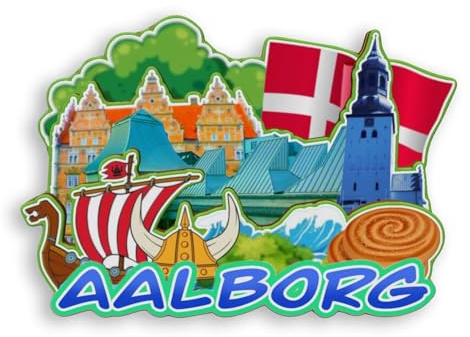Quwsne Kühlschrankmagnet Aalborg Dänemark Kühlschrankmagnet Stadt Reise Souvenirs Touristengeschenke 3D klassische Sehenswürdigkeiten handgefertigt Handwerk Heimdekoration -2075