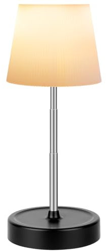 HOTUT Lámpara de mesa LED inalámbrica táctil, regulable, lámpara de mesa LED, altura regulable, 16 colores, lámpara de noche RGB, con mando a distancia, lámpara de lectura, recargable, lámpara de mesa