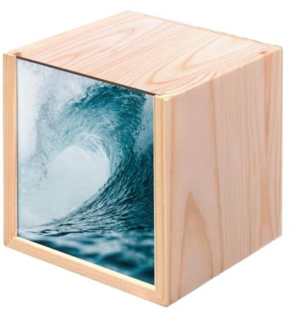 Fabulous Holzkiste – Welle Meer Ozean Wasser Foto Marine Tauchen Surfen Bali (10 x 10 x 10 cm)
