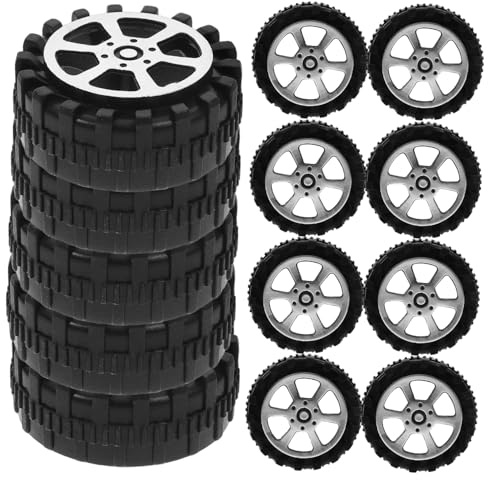 Garneck 30 Stück Miniatur Reifen Für Spielzeugautos – Gummireifen Mit Achse Für LKW Modelle Und RC Fahrzeuge - Ideal Für DIY Bastelprojekte Und Modellbau - Durchmesser 42mm