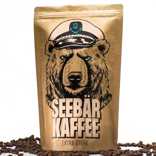 SEEBÄR KAFFEE - Extra Starke Kaffeebohnen – 500g – Säurearm & Intensiv im Geschmack – Ganze Bohnen für Kaffeevollautomat, Espresso und French Press - Viel Viel Koffein & wenig Säure