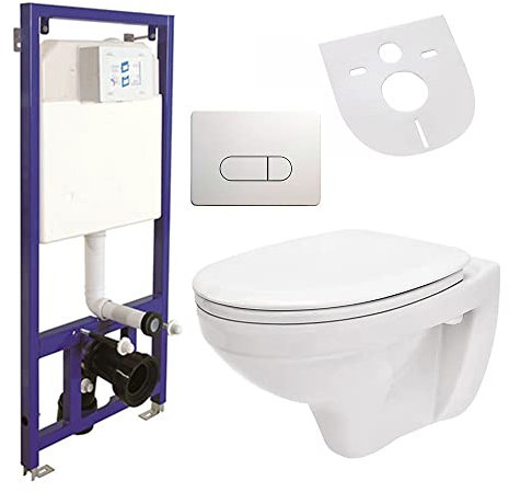 WC sospeso da parete con cassetta di risciacquo/elemento a parete con piastra di azionamento